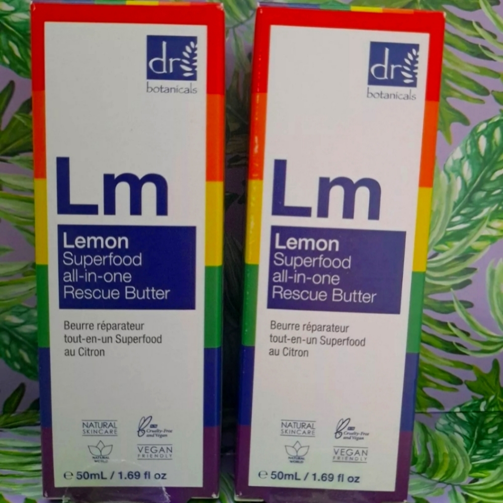 2x Dr Botanicals Lemon Superfood All In One Rescue Butter 50 ml Limited Edition.